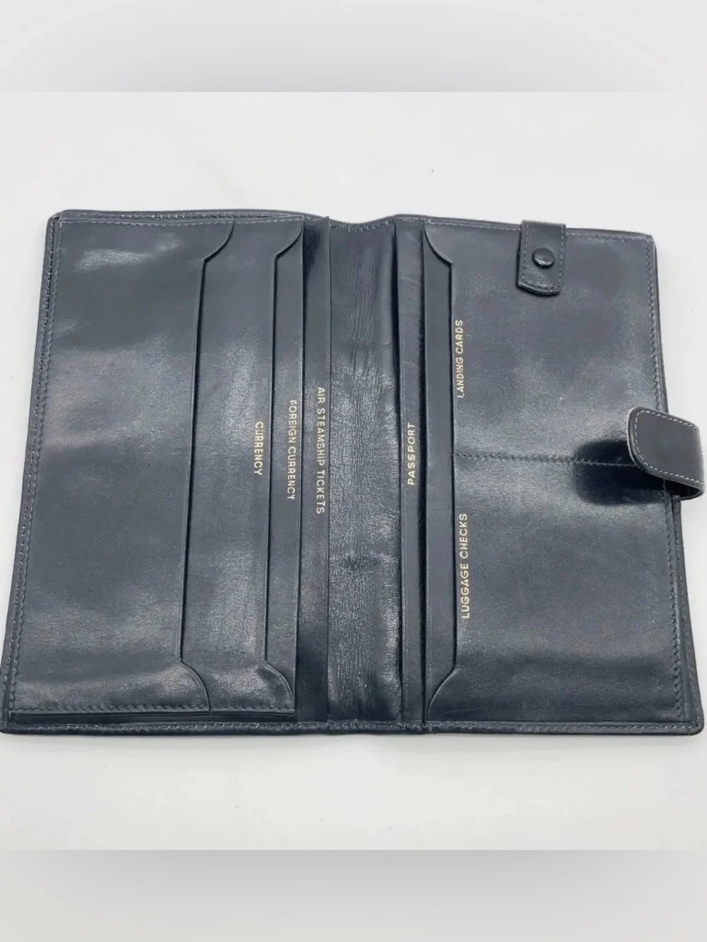 Auth Gucci Sherry Line Navy GG Canvas Passcase/Wallet